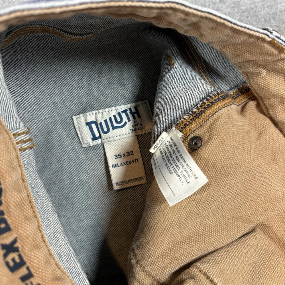 Duluth Trading Co Flex Ballroom Jeans Mens 35x32 Medium Wash Stretch Relaxed Fit